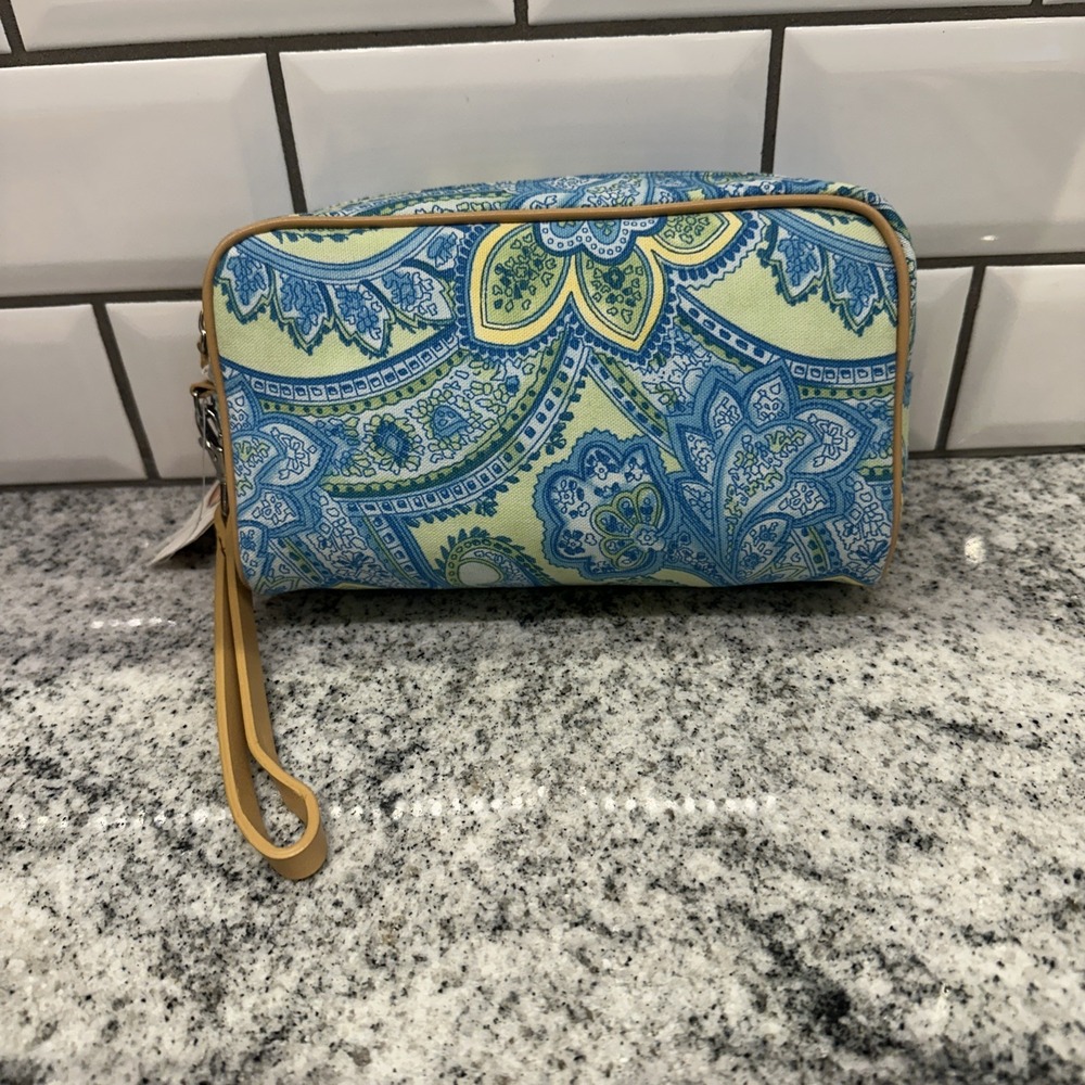 TALBOTS Cosmetics Bag Makeup Orgonizer Bag Blue Floral Paisley
